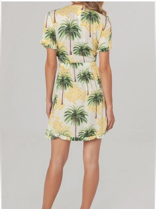 Agua Bendita Melanie Goa Dress Tropical Print size small Yellow Green - Picture 2 of 9